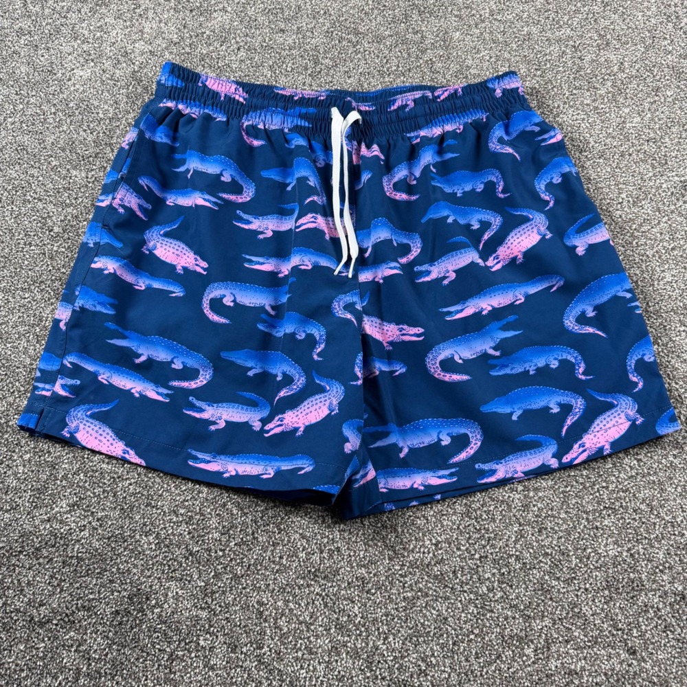 Chubbies Swim Trunks XL Navy Blue‎ Pink Alligator Print 5.5 Inseam Mesh Lining